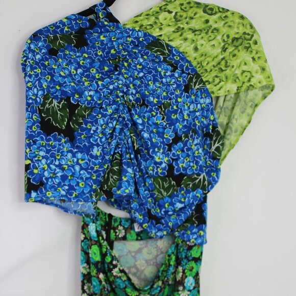 Zara Floral Midi Dress Stretch Asymmetrical Blue Green Print Blogger Fave SizeXS - Picture 6 of 16